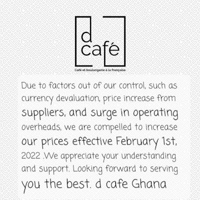 MENU PRICE UPDATE